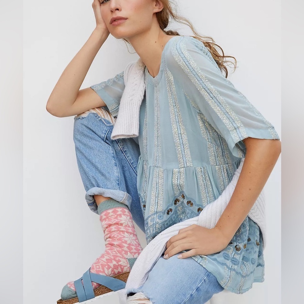 Anthropologie Rozelle Embroidered Tunic